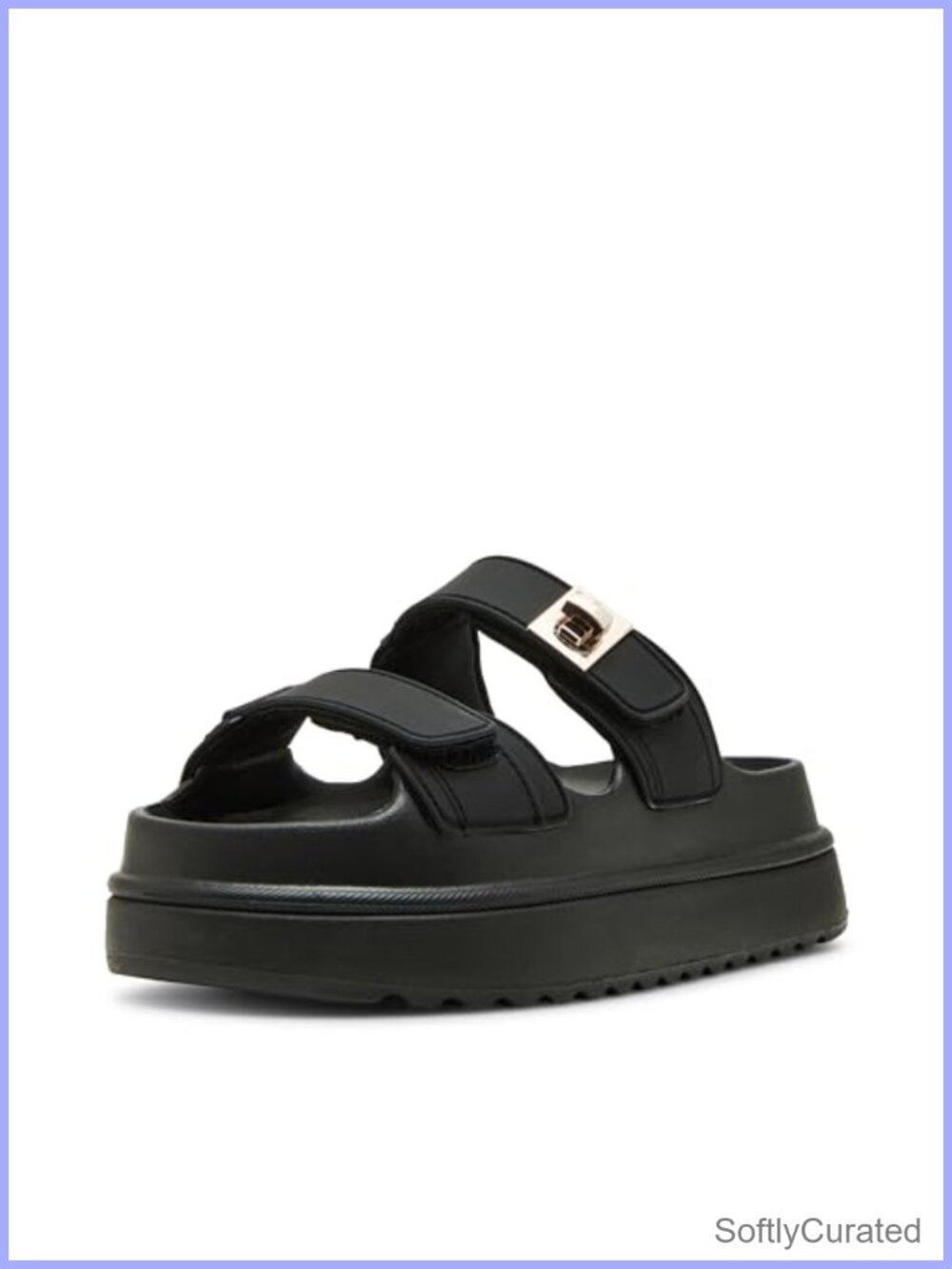 Platform Sandal Slingback Double Velcro Strap 2 Inch Heel Open Round Toe